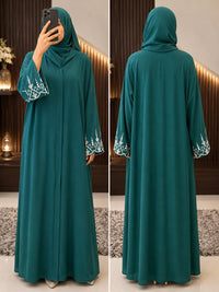 Emerald Green Embroidered Abaya