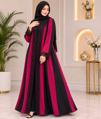 Ruby Noir Panel Abaya