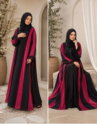Ruby Noir Panel Abaya