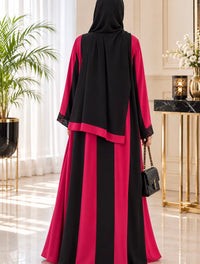 Ruby Noir Panel Abaya