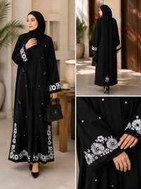 Midnight Bloom Embroidered Abaya