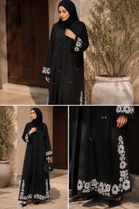 Midnight Bloom Embroidered Abaya