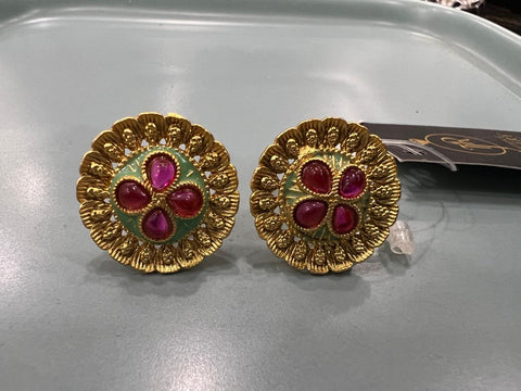 Ranjha - Gold Plated Meena Polki Tops