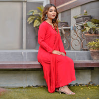 LIBAAS - Red Georgette 2 Piece www.libaastrj.com