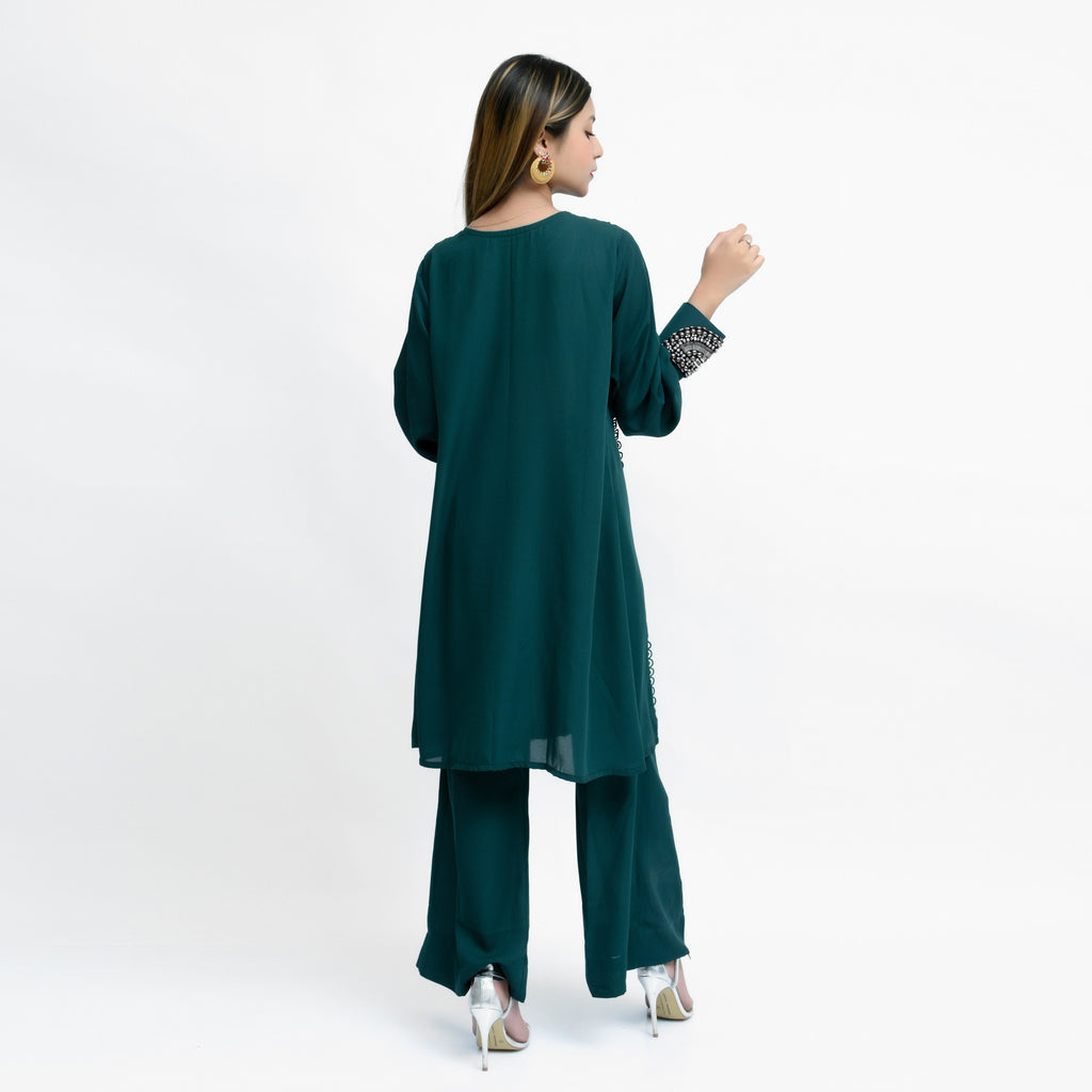 Bottle Green Georgette Casual by LIBAAS