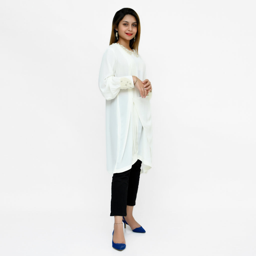 White Georgette Casual by LIBAAS