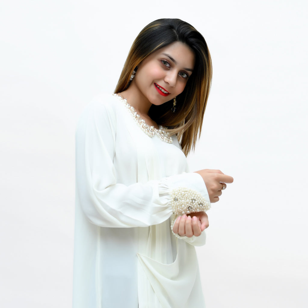 White Georgette Casual by LIBAAS