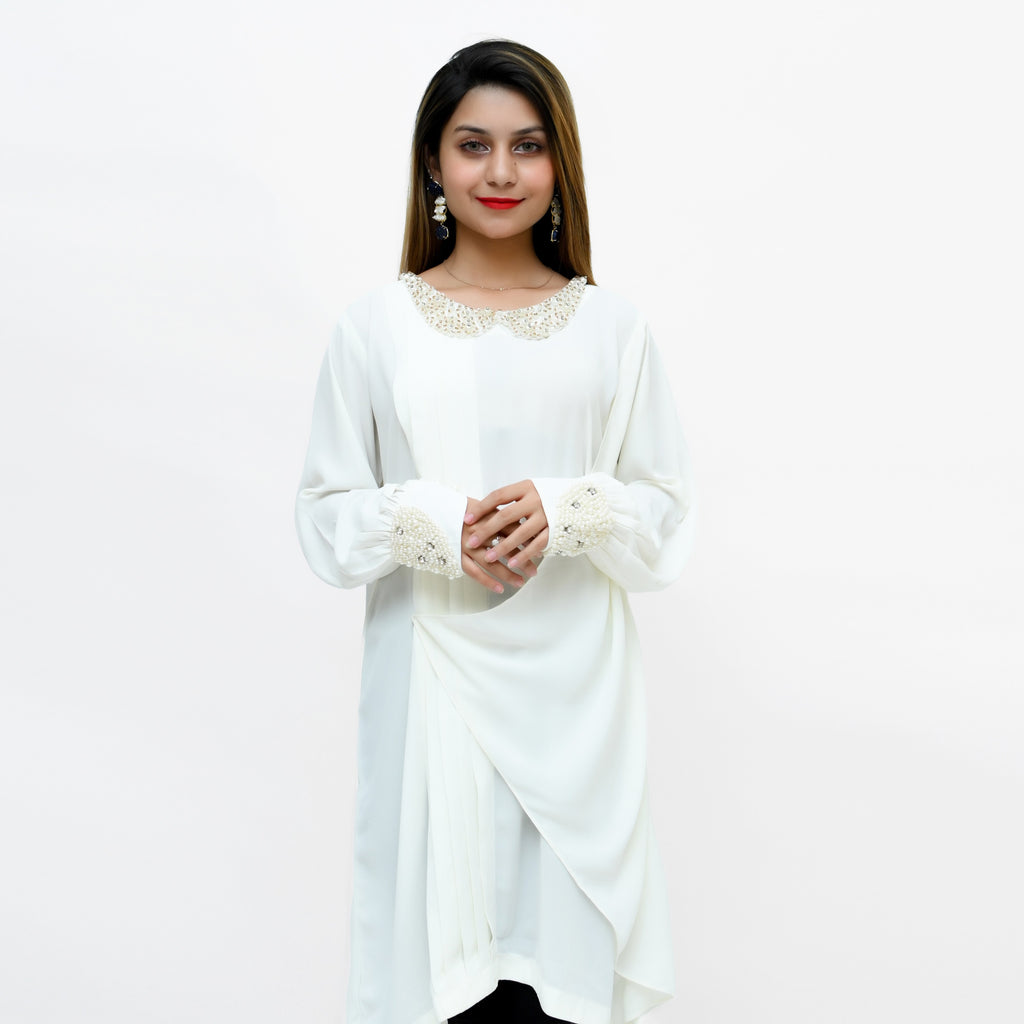 White Georgette Casual by LIBAAS