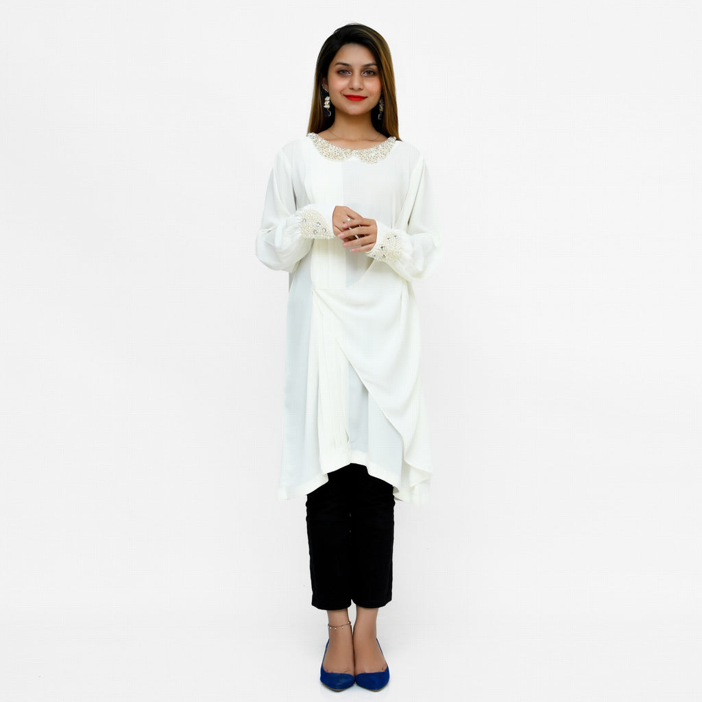 White Georgette Casual by LIBAAS