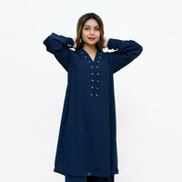 Navy Blue Georgette Casual by LIBAAS