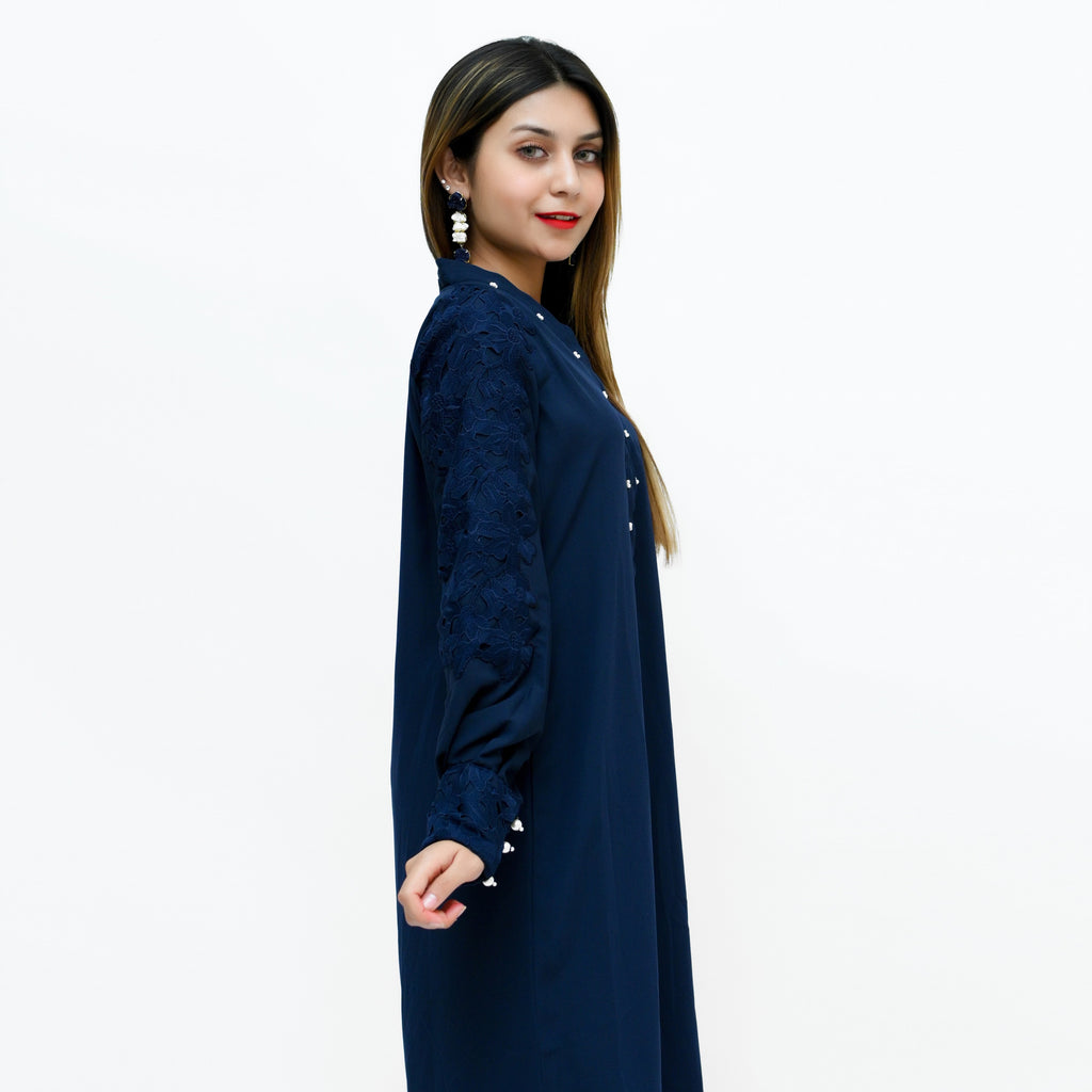 Navy Blue Georgette Casual by LIBAAS